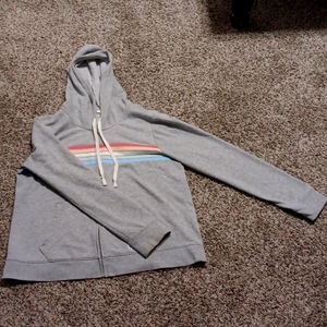 GAP Large Women's Drawstring Jacket Gray Rainbow